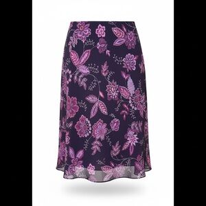 New York & Company Purple Floral A-Line Skirt